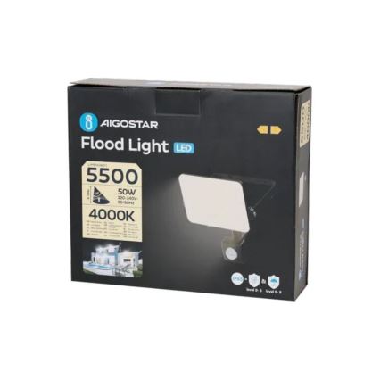 Aigostar - LED reflektor sa senzorom LED/50W/230V 4000K IP65 crni