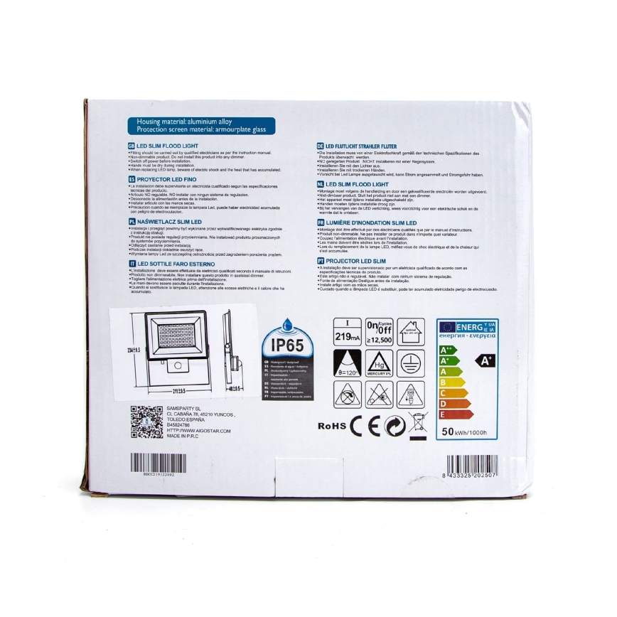 Aigostar - LED reflektor sa senzorom LED/50W/230V 6400K IP65 bela