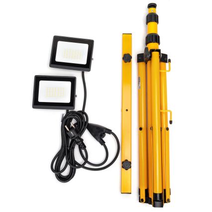 Aigostar - LED reflektor sa stalkom 2xLED/30W/230V 6500K IP65 narandžasta/crna