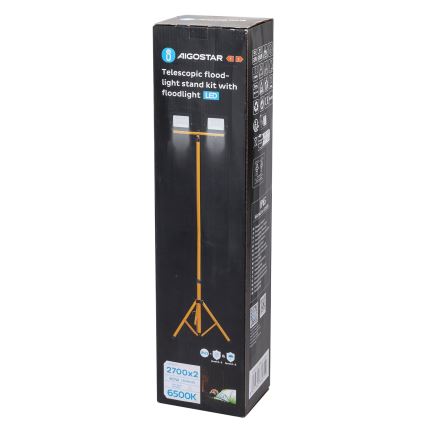 Aigostar - LED reflektor sa stalkom 2xLED/30W/230V 6500K IP65 narandžasta/crna