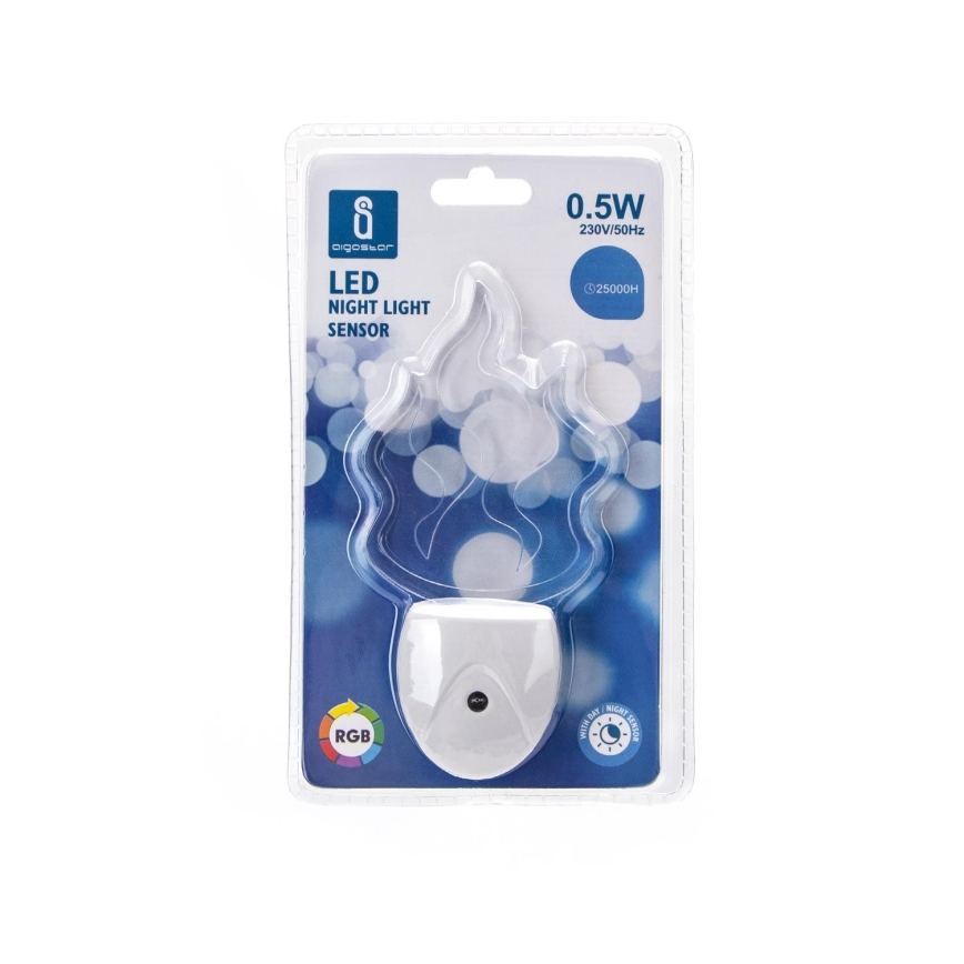 Aigostar - LED RGB noćna lampica sa senzorom, LED/0,5W/230V, efekat plamena