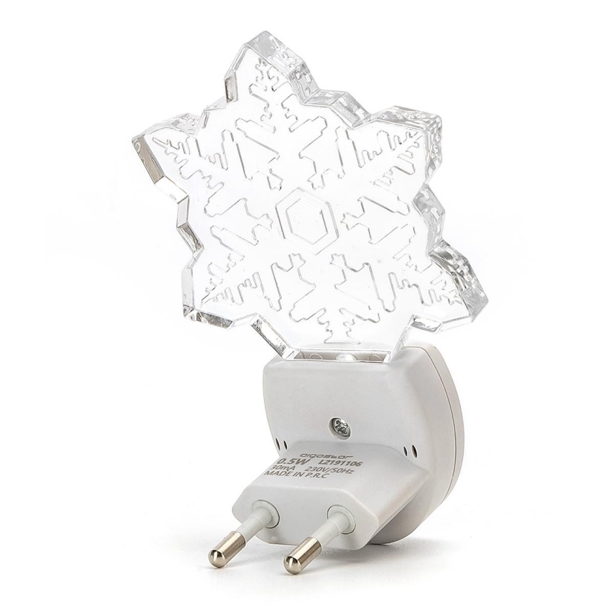 Aigostar - LED RGB noćno svetlo sa senzorom sumraka LED/0,5W/230V pahuljica