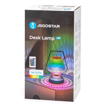 Aigostar - LED RGB prigušiva punjiva stona lampa LED/1W/5V 1800mAh 20 cm + daljinski upravljač