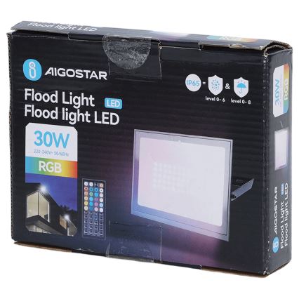 Aigostar - LED RGB prigušiva reflektor LED/30W/230V IP65 + daljinski upravljač