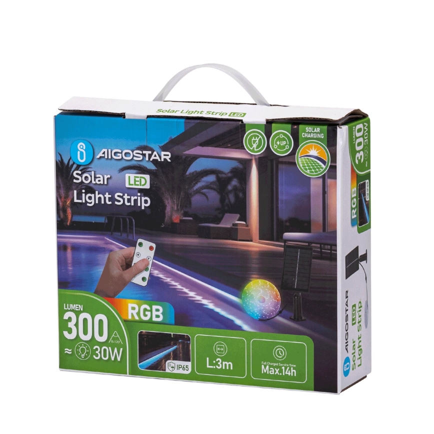 Aigostar - LED RGB prigušiva solarna traka LED/1,6W/3,2V 3+2m IP65 1800 mAh + daljinski upravljač