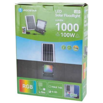 Aigostar - LED RGB prigušiva solarni reflektor LED/100W/3,2V IP66 + daljinski upravljač