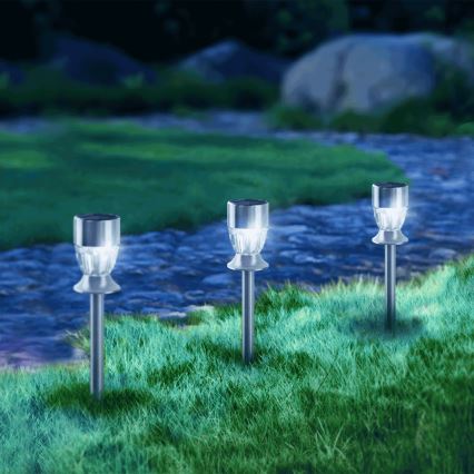 Aigostar - LED RGB solarna lampa LED/0,006W/1,2V 35,5 cm 100 mAh mat hrom IP44
