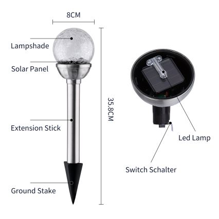 Aigostar - LED RGB solarno svetlo LED/0,08W/2V IP44 200 mAh