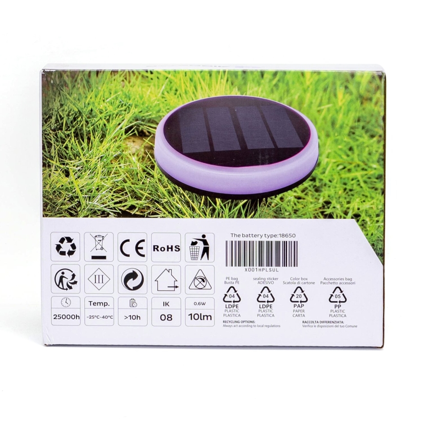 Aigostar - LED RGB solarna svetiljka LED/0,6W/3,7V IP65