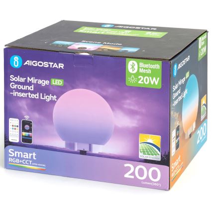 Aigostar - LED RGBW prigušiva spoljna lampa MESH LED/20W/3,7V 4000mAh 2700-6500K IP65 prečnik 15 cm + daljinski upravljač