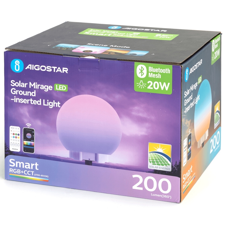 Aigostar - LED RGBW prigušiva spoljna lampa MESH LED/20W/3,7V 4000mAh 2700-6500K IP65 prečnik 15 cm + daljinski upravljač