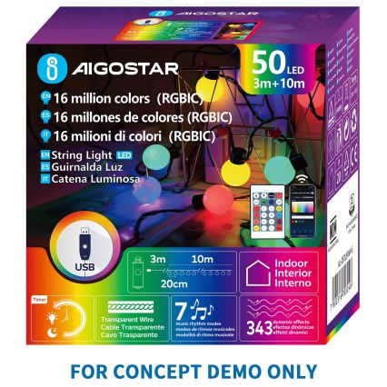 Aigostar - LED RGBIC Dekorativni lanac 25xLED/5W/USB 5 m višebojni