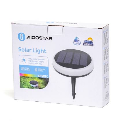 Aigostar - LED RGBIC solarno svetlo LED/0,6W/3,7V IP65 2000 mAh