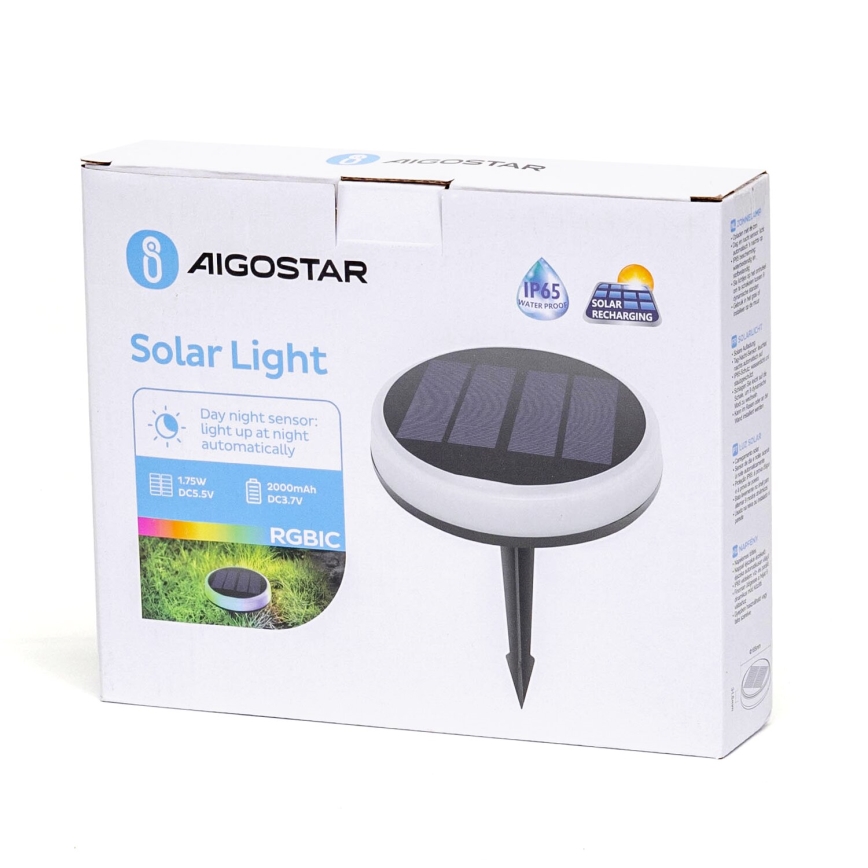 Aigostar - LED RGBIC solarno svetlo LED/0,6W/3,7V IP65 2000 mAh