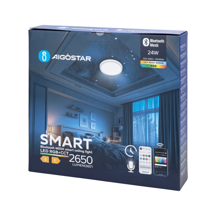 Aigostar - LED RGBW prigušiva plafonska svetiljka za kupatilo MESH Smart LED/24W/230V 3000-6500K IP44 + daljinski upravljač
