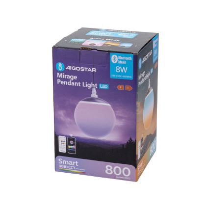 Aigostar - LED RGBW prigušiva luster na sajli MESH LED/8W/230V 2700-6500K bela + daljinski upravljač