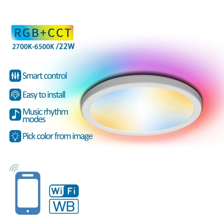 Aigostar - LED RGBW prigušiva plafonska LED/22W/230V 2700-6500K Wi-Fi