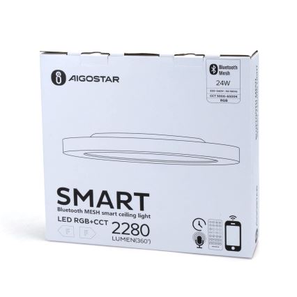Aigostar - LED RGBW prigušiva plafonska svetiljka MESH LED/24W/230V 3000-6500K bela + daljinski upravljač