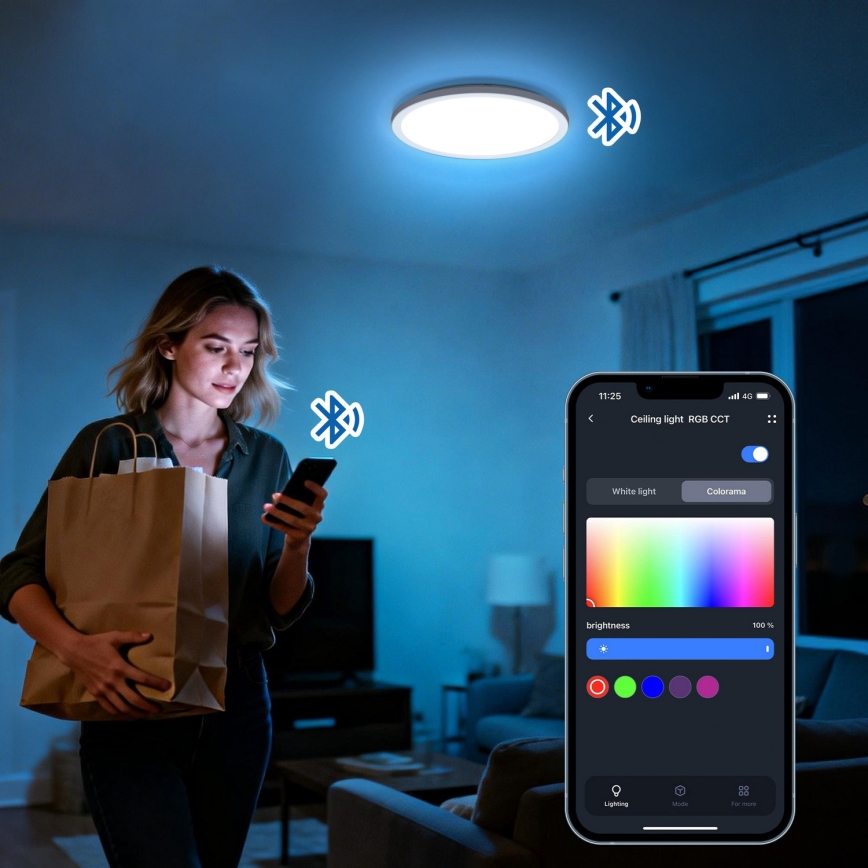 Aigostar - LED RGBW prigušiva stropno svetlo MESH LED/24W/230V 3000-6500K crna + daljinski upravljač