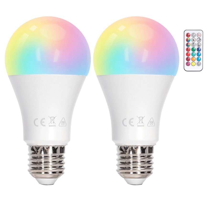 Aigostar - LED RGBW prigušiva sijalica A60 E27/8W/230V 3000K + daljinski upravljač