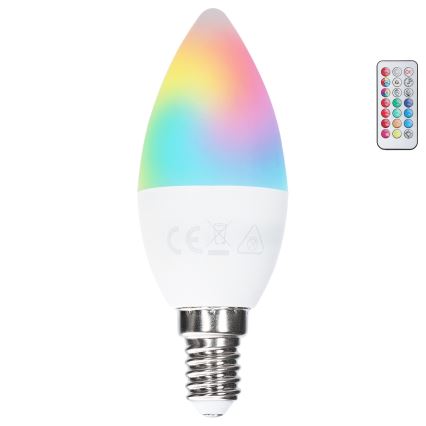 Aigostar - LED RGBW prigušiva sijalica C37 E14/6W/230V 3000K + daljinski upravljač