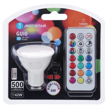Aigostar - LED RGBW prigušiva sijalica GU10/6W/230V 3000K + daljinski upravljač