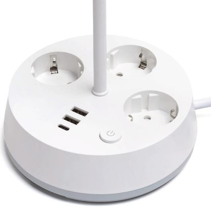 Aigostar - LED RGBW prigušiva stona lampa sa utičnicama i USB LED/4,6W/230V 3000/4000/6500K bela