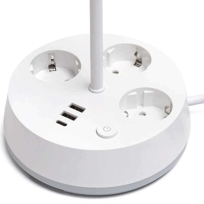 Aigostar - LED RGBW prigušiva stona lampa sa utičnicama i USB LED/4,6W/230V 3000/4000/6500K bela