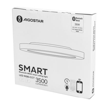 Aigostar - LED RGBW prigušiva plafonska svetiljka MESH LED/36W/230V 3000-6500K bela + daljinski upravljač