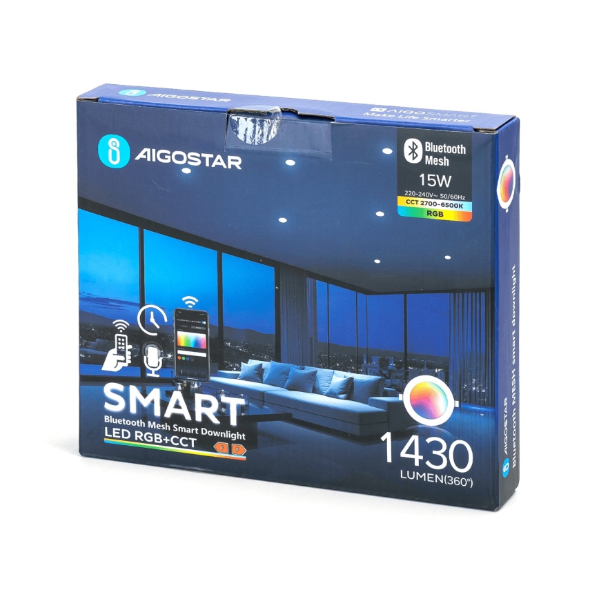 Aigostar - LED RGBW prigušiva ugradna plafonska svetiljka MESH LED/15W/230V 2700-6500K prečnik 17 cm