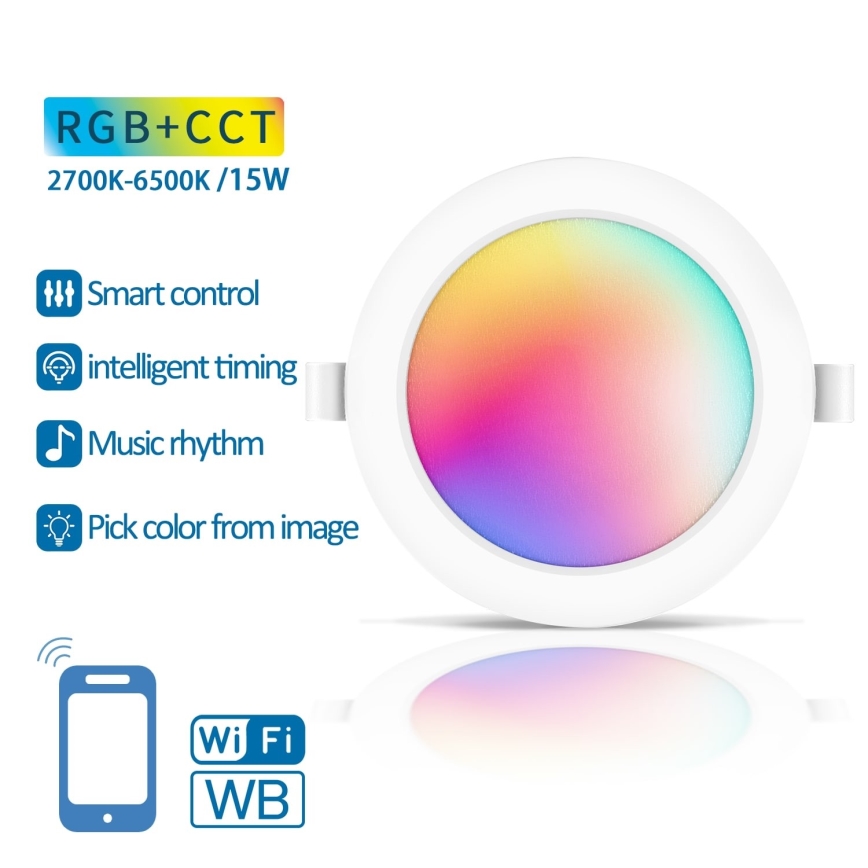 Aigostar - LED RGBW prigušiva ugradna plafonska svetiljka LED/15W/230V 2700-6500K prečnik 17,5 cm Wi-Fi