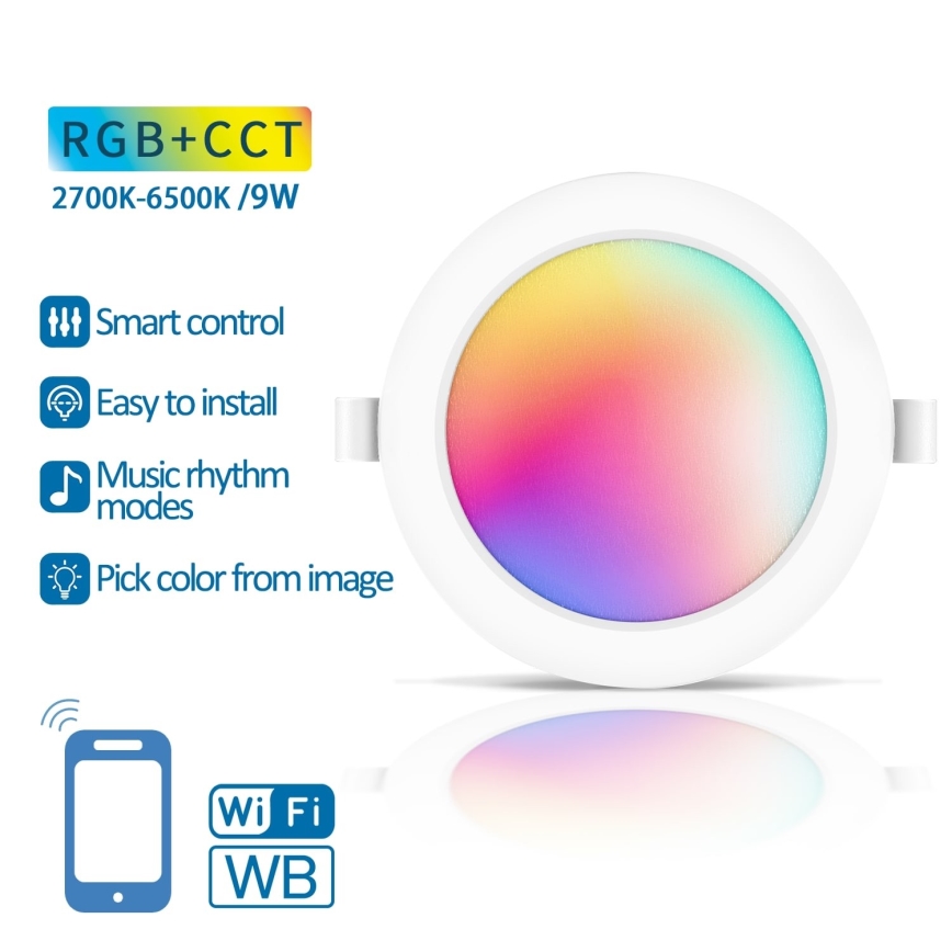 Aigostar - LED RGBW prigušiva ugradna plafonska lampa LED/9W/230V 2700-6500K pr. 14,5 cm Wi-Fi