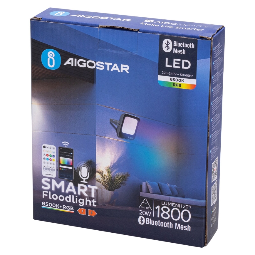 Aigostar - LED RGBW prigušiva reflektor MESH Smart LED/20W/230V 6500K IP65 + daljinski upravljač