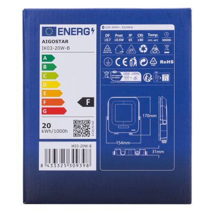 Aigostar - LED RGBW prigušiva reflektor MESH Smart LED/20W/230V 6500K IP65 + daljinski upravljač