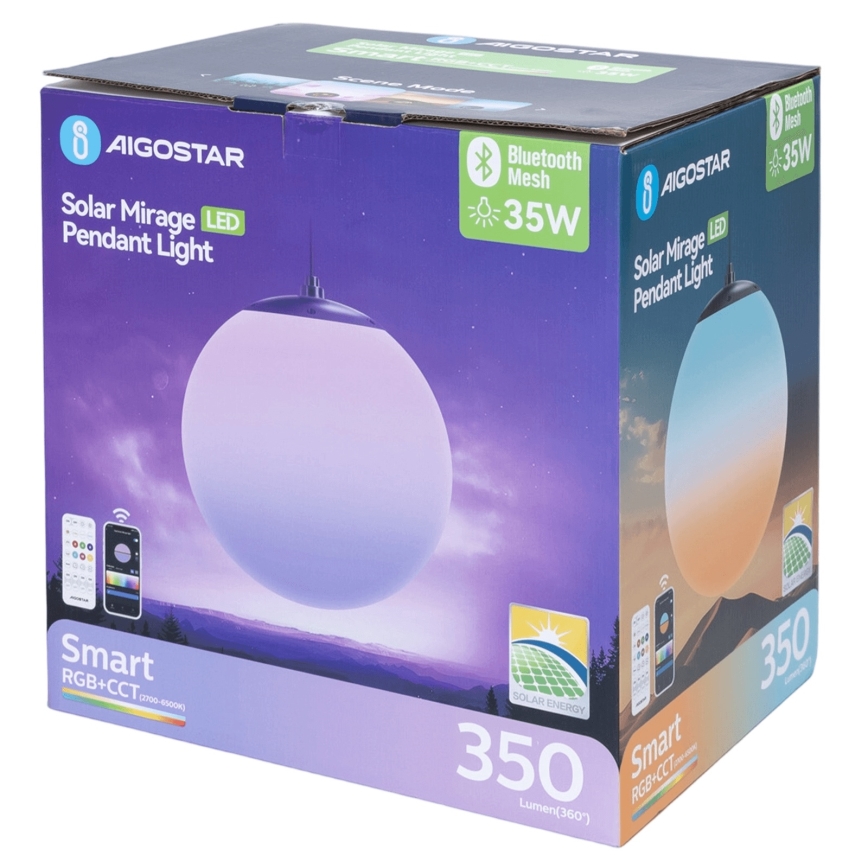 Aigostar - LED RGBW prigušiva solarni luster MESH LED/5W/3,7V 8000 mAh 2700K-6500K IP65 prečnik 30 cm