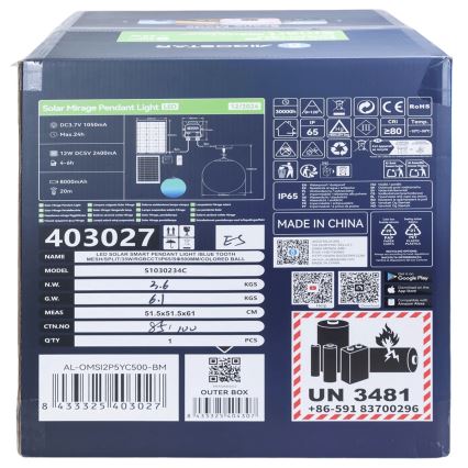 Aigostar - LED RGBW prigušiva solarni luster MESH LED/35W/3,7V 8000 mAh 2700K-6500K IP65 prečnika 50 cm