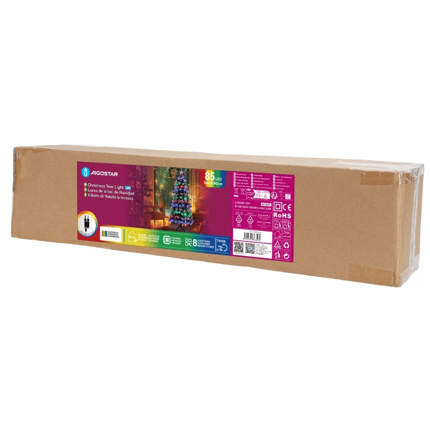 Aigostar - LED božićna jelka za spoljašnju upotrebu 85xLED/8 funkcija 0,9 m IP44 višebojna