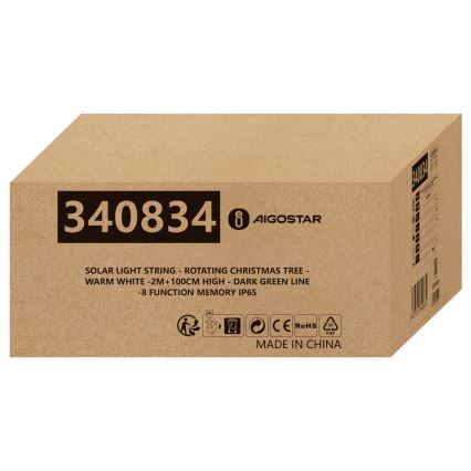 Aigostar - LED solarna božićna dekoracija LED/0,59W/3,7V 100 cm IP65 130 mAh topla bela