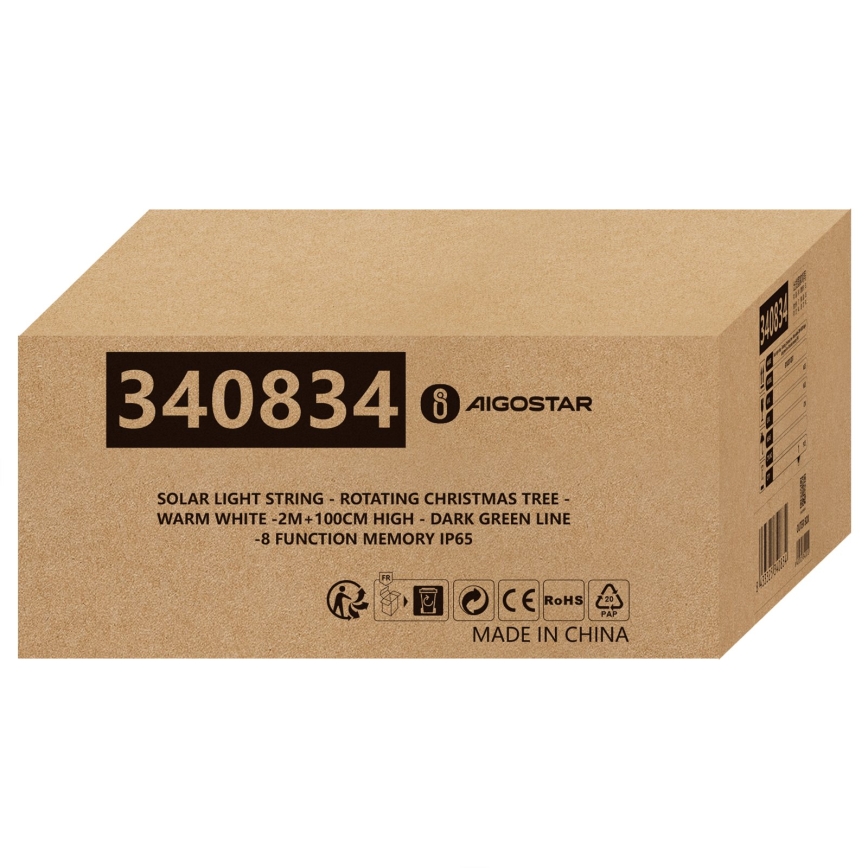 Aigostar - LED solarna božićna dekoracija LED/0,59W/3,7V 100 cm IP65 130 mAh topla bela