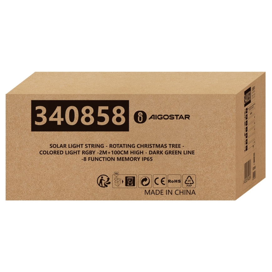 Aigostar - LED Solarna božićna dekoracija LED/0,59W/3,7V 100 cm IP65 130 mAh višebojno