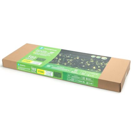Aigostar - LED solarna dekoracija 102xLED/2x0,7m IP65 300 mAh topla bela bršljan