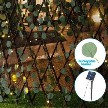 Aigostar - LED solarna dekoracija 148xLED/2x1,2m IP65 300 mAh topla bela eukaliptus