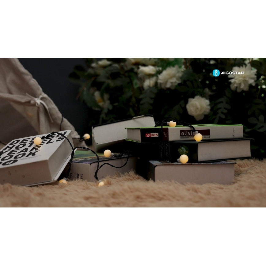 Aigostar - LED solarni dekorativni lanac 50xLED/8 funkcija 12m IP65 800 mAh topla bela