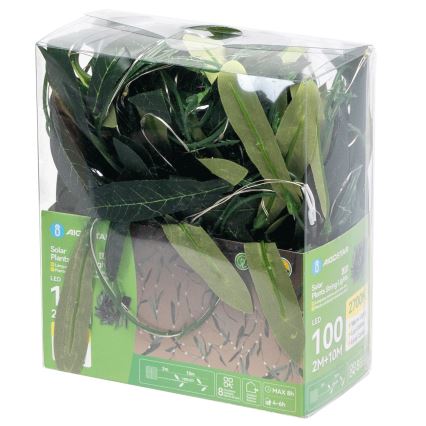 Aigostar - LED solarni lanac 100xLED/12m IP65 300 mAh topla bela, maslinasta