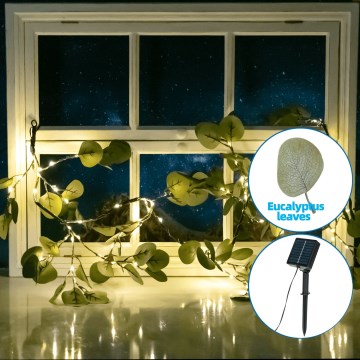 Aigostar - LED solarna girlanda 110xLED/4m IP65 300 mAh topla bela eukaliptus