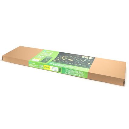 Aigostar - LED solarni lanac 148xLED/2x1,2m IP65 300 mAh topla bela eukaliptus