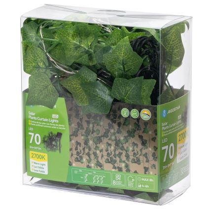 Aigostar - LED solarni lanac 70xLED/4x1m IP65 300 mAh toplo belo ivy