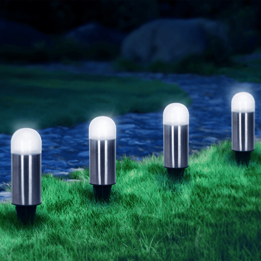 Aigostar - LED solarna lampa LED/0,006W/1,2V 20cm mat hrom 40 mAh 6500K IP44