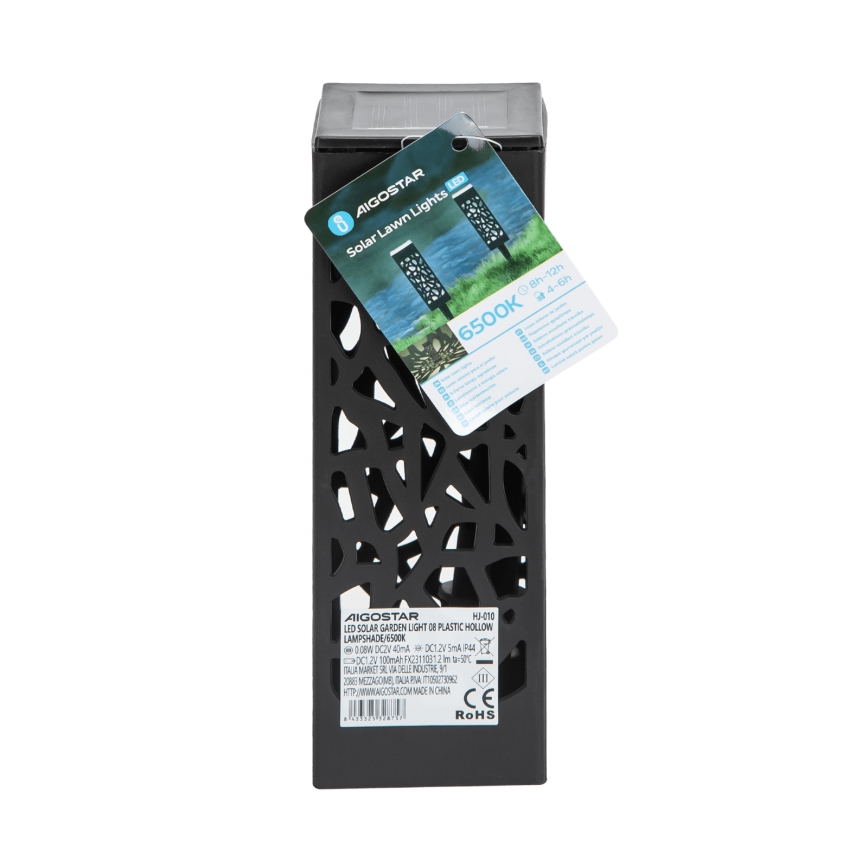 Aigostar - LED solarna lampa LED/0,006W/1,2V 28,5cm crna 100 mAh 6500K  IP44
