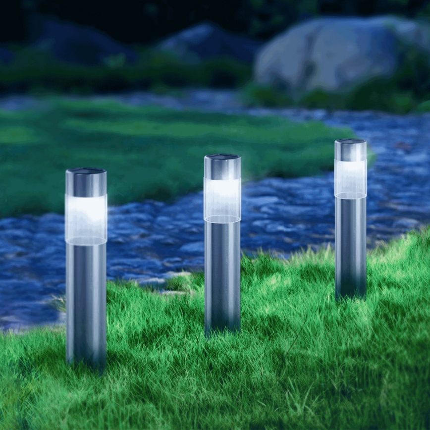 Aigostar - LED solarna lampa LED/0,006W/1,2V 31,5 cm 100 mAh mat hrom 6500K IP44
